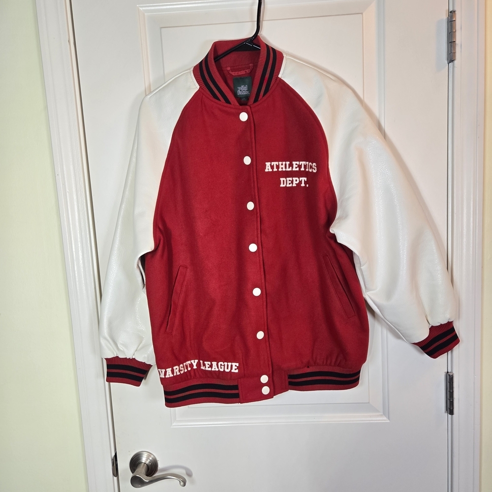 Wild Fable Red and Black Letterman Varsity Style Jacket